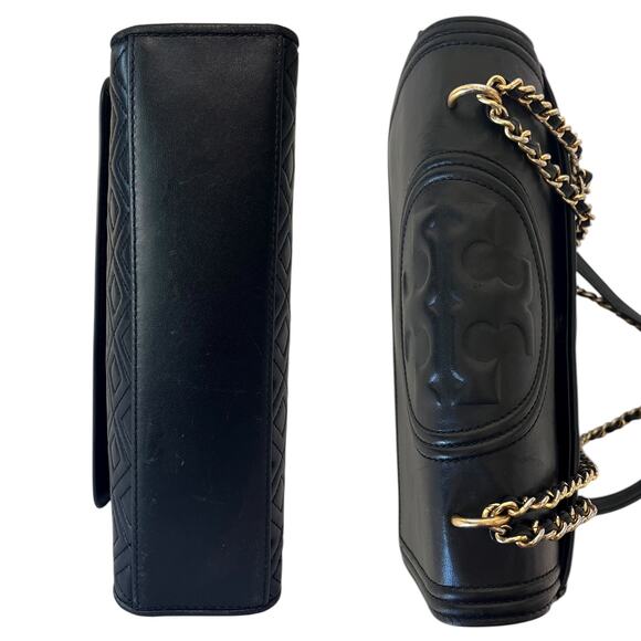 Tory Burch Fleming Leather Convertible Shoulder Bag Crossbody Black Quilted - Picture 12 of 12